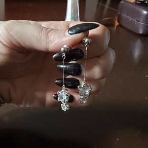 Silver Star Drop Earrings